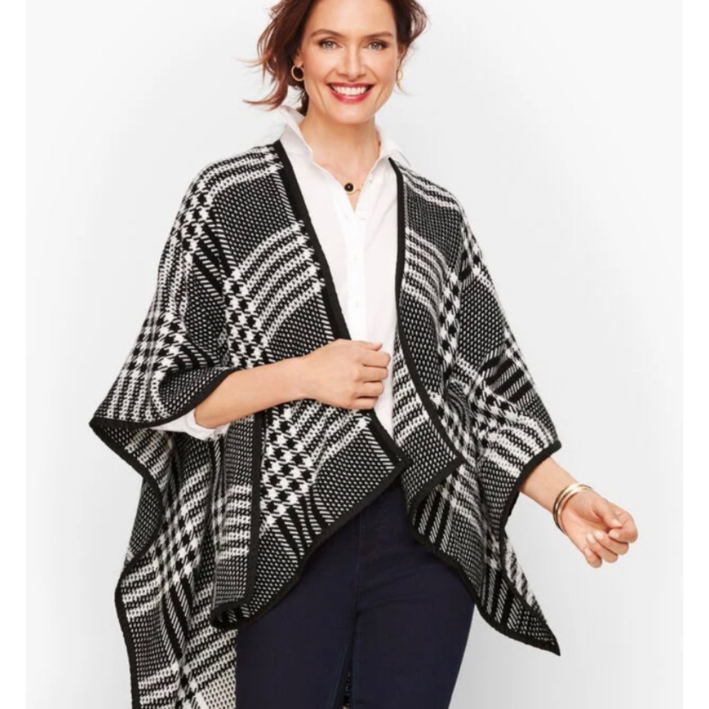 Talbots black and ivory Ruana